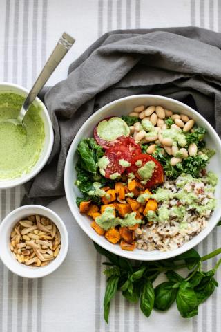 a bowl of salad and a bowl of rice - indicative photo for the Steamed Rice group